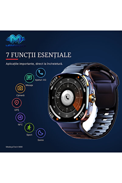 Medeyatech Smartwatch M99, 4G LTE, Android, Ecran 2.16" AMOLED, 3GB RAM, 32GB...