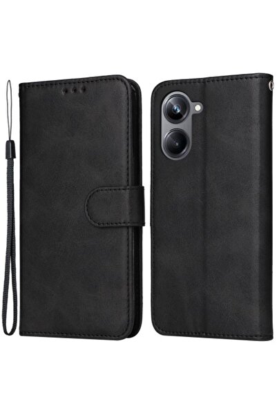 OEM Θήκη Πορτοφόλι με Σταντ (Δερμάτινη Όψη) για Realme 10 Pro 5G - Μαύρο