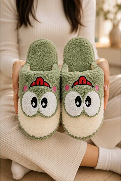 Slipcat Women's Plush Home Slippers with Big-Eyed Frog Figure, Silent Sole, C...