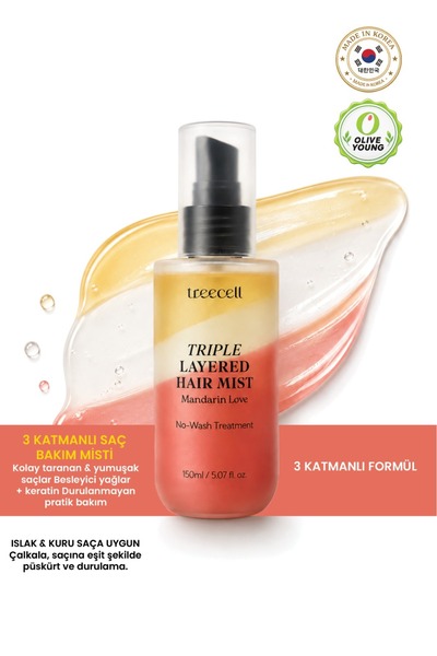Treecell Triple Layered Hair Mist – Durulanmayan Saç Bakım Spreyi (Mandalina ...