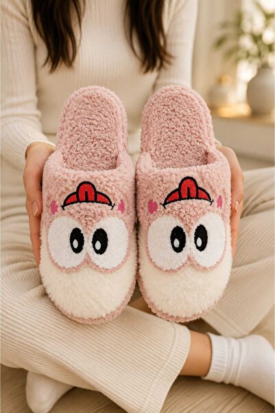 Slipcat Women's Plush Home Slippers with Big-Eyed Frog Figure, Silent Sole, C...