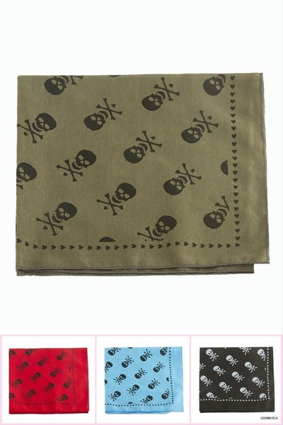 ZERO LAND Csmo-Tex Skull Patterned Linen Bandana (120954) 50X50 Ebruli