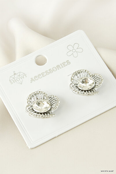 ZERO LAND Spt-Gld Flower Stone Earrings (130418) Silver Color