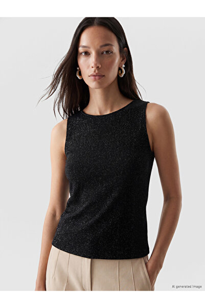 LC Waikiki Alita City Women's Glittery Undershirt with a Contrast Collar