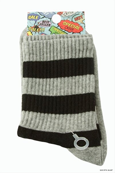 ZERO LAND Spt-Gld Striped College Socks (130046) 8X28 Gray