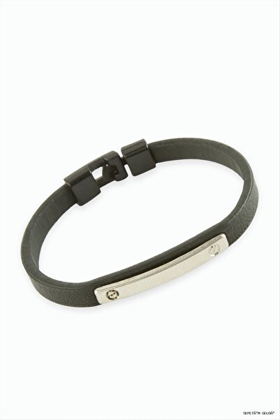 ZERO LAND Spt-Gld Stick Quality Faux Leather (125645) Bracelet Black