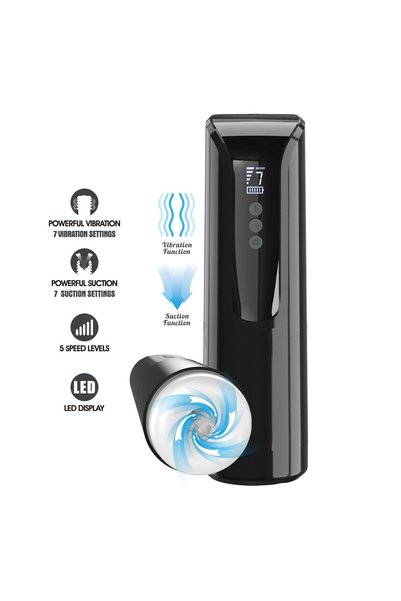 PRETTY LOVE Masturbator Automat Larissa cu Vibratii Aspiratie si Afisaj LED, 7 Functii, 27.8 cm