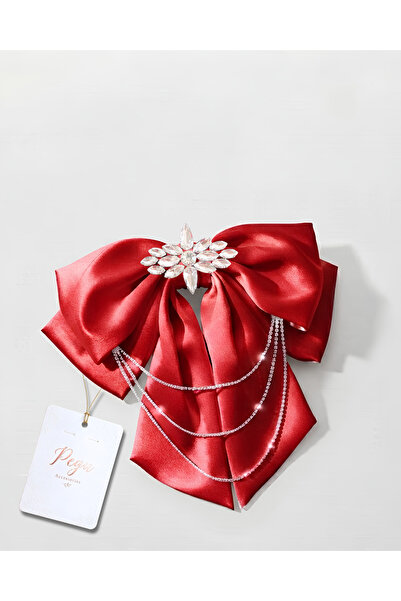 pegu baby collection Royale, Red Satin Ribbon Bow Hair Clip, Automatic Hair C...