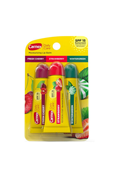 Carmex Set de balsamuri de buze Cireșe, Căpșuni, Mentă SPF 15 3 x 10 g