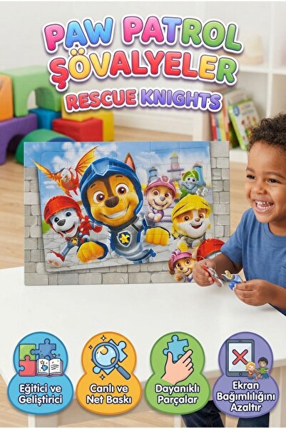Tıfıl Toys 100 Parçalık Paw Patrol Şövalyeler Rescue Knights Temalı Puzzle Eğ...