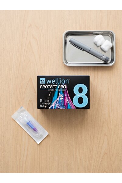 WELLİON إبر قلم الأنسولين الواقية 8 مم 30G، 100 قطعة، معقمة للاستخدام مرة واحدة، إبر حقن الأنسولين غير المؤلمة لمرضى السكري، إبر قلم الأنسولين لمجموعة حقن السكري