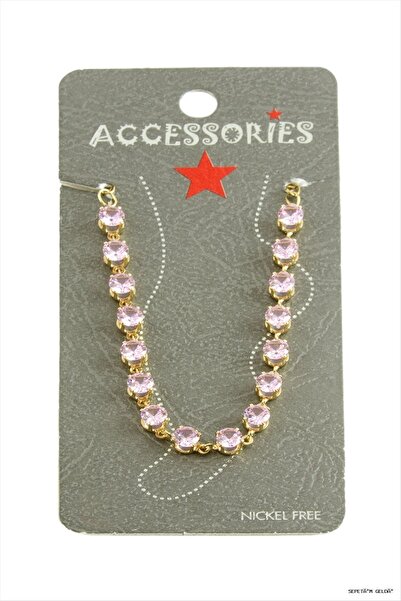 ZERO LAND Spt-Gld Savoroski Zircon Stone (232440) Anklet Pink