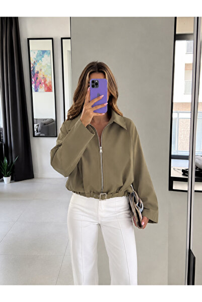 Ekim Store Belted Bomber Crop Trench Jacket