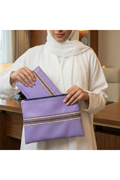 AMAD CRAFT Luxury handbag with a lavender-colored notebook made of recycled l...