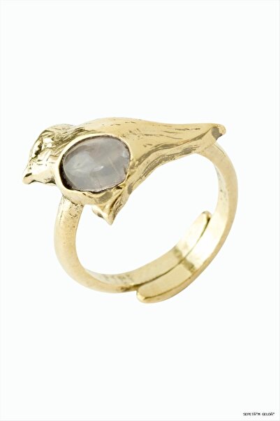 ZERO LAND Spt-Gld Bird Natural Stone Authentic Ring (131709) Pink Quartz