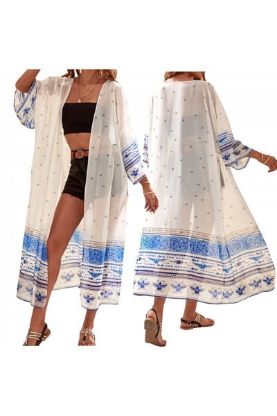 SNM Pareo De Plaja Tunica Lunga Kimono Universal Multicolor Material Sifon Va...