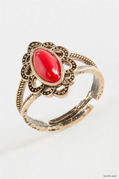 ZERO LAND Spt-Gld Authentic with Stone (132122) Ring Red