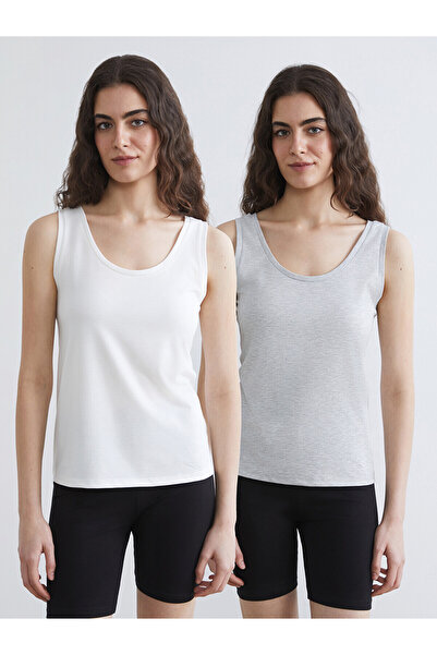 LC Waikiki Lcw Dream Gray U-Neck Women's Undershirt 2-Pack