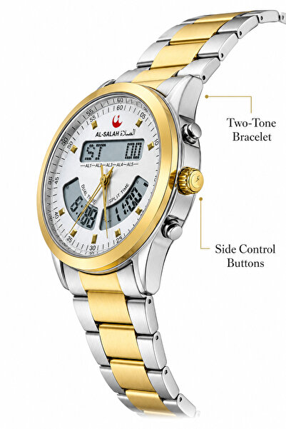al salah watch AL-SALAH Analog Digital Wristwatch – Silver Round Dial, Metal ...
