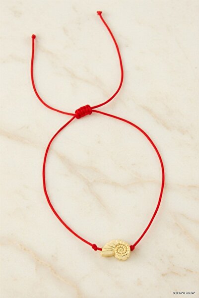 ZERO LAND Spt-Gld Floral Macrame Rope (131022) Bracelet Red