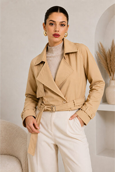 VıoShıne Women's Buttoned Soft Coat