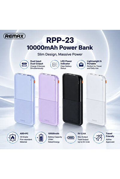 Remax 10000mAh Portable Power Bank, USB / Type‑C / Micro Multi‑port Design, C...