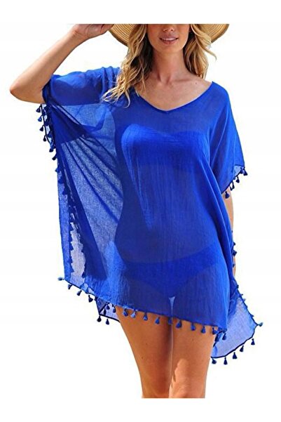SNM Tunica De Plaja Stil Boho Franjuri Universal Alb Sifon Transparent Croi O...