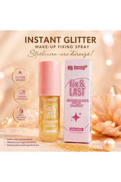 3q Beauty Spray de Corp si Fata cu Particule aurii, Fix & Last Spray Fixator ...