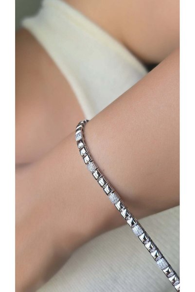 MorMajor Silver MİNİ KÜBİK SADE VE TAŞLI GÜMÜŞ BİLEKLİK