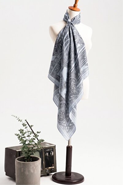 MODAQU Sketch Patterned Digital Printed Rayon Scarf - Ice Blue