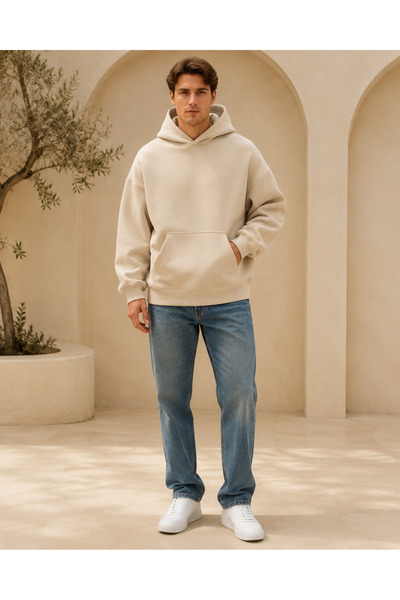 PENTHİLUS Unisex Oversize 3 İplik Kapüşonlu Sweatshirt – Kalın Kumaş Kanguru ...