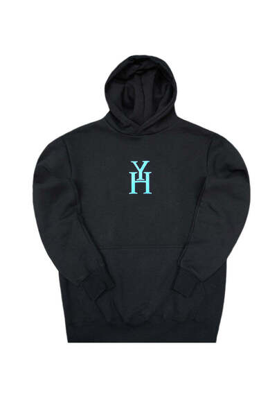 HENRY CLOTHING Ανδρικό φούτερ με κουκούλα H - Μαύρο 3-839