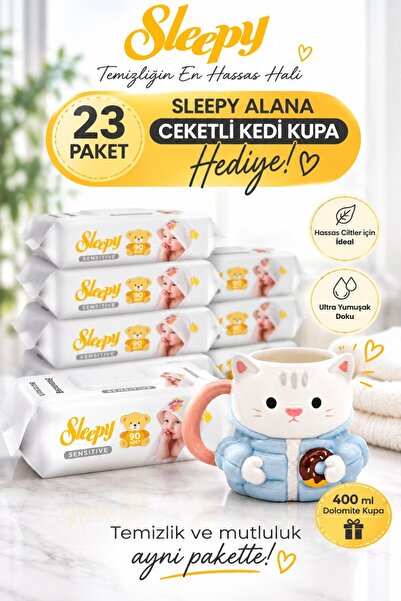 Sleepy Sensitive Wet Wipes 90 X 23 Pack + Rosie Jacketed Cat Mug Gift
