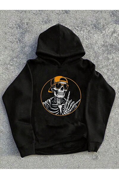 SVART WEAR Children's Finger Moves Skeleton Printed Hoodie Hooded Sweatshirt ...
