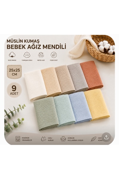 Bebek ağız mendili müslin 8 adet
