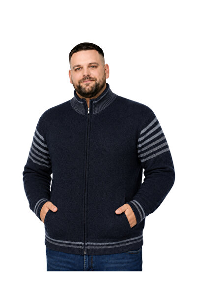 BattalModa Ανδρικό μπουφάν Hattush μεγάλου μεγέθους με μαύρες ρίγες και τσέπε...