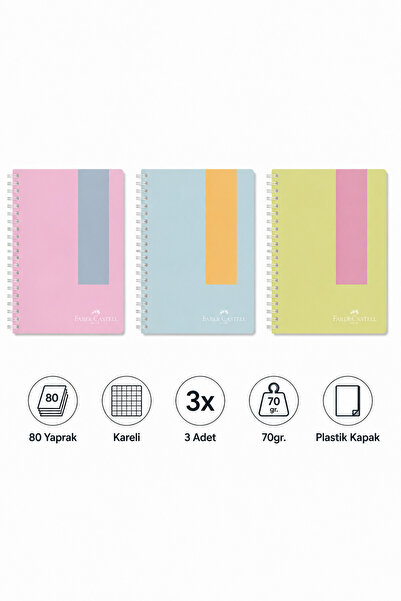 Faber Castell Faber Notebook Spiral Plastic Cover Pastel Notebook 80 Sheets S...