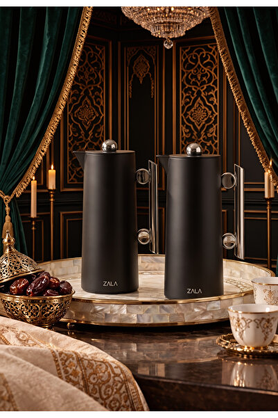 ZALA Luxury Style Arabic Coffee & Tea Thermos Set 1L+1L | Glass Liner | Perfect for Hospitality & Gifting