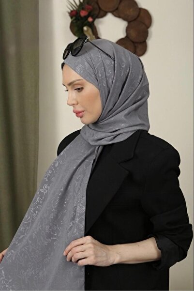 İSTDONATELLA Flowered Pattern Thin Medina Silk Jacquard Shawl