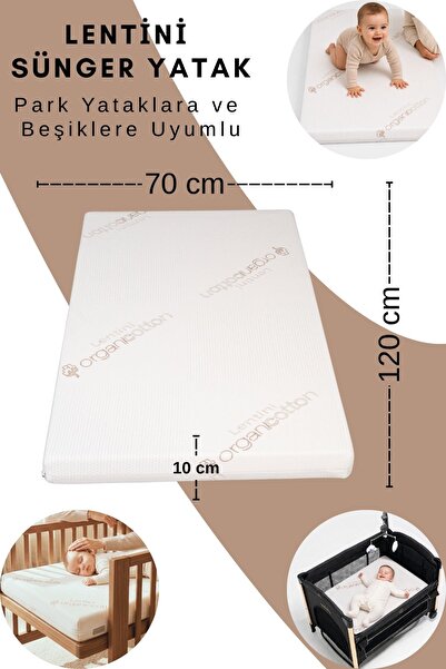Lentini Organik Pamuk Bebek Sünger Yatağı (70x120x10 cm) - Park Yatak ve Beşi...