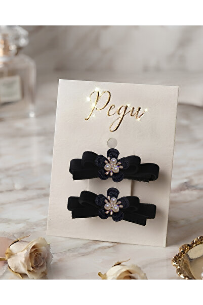 pegu baby collection Tiny Dreams Series, 2-Pack Black Velvet Ribbon Bow Hair ...