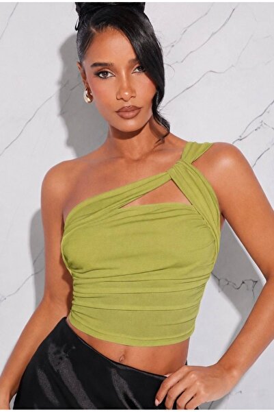World Fashion Trends 7023 YAKA DETAY ESNEK CROP TOP BLUZ