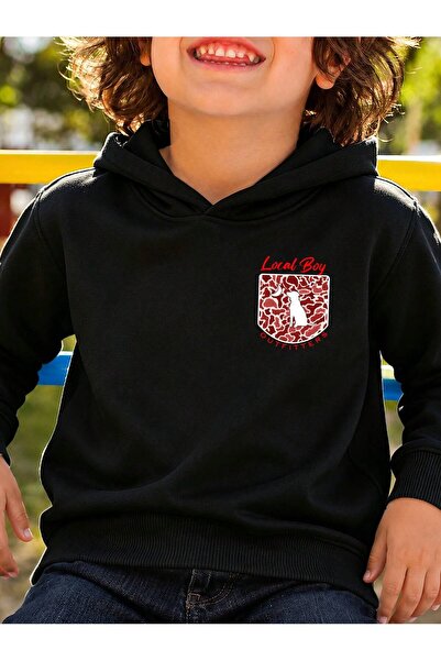 SVART WEAR Children's Local Boy Printed Hoodie Hooded Sweatshirt Combed Cotto...