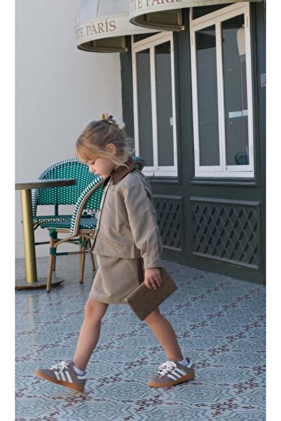 Generic Brand Trench Fabric Jacket-Skirt 2-Piece Set