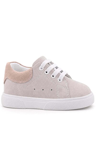 Rakerplus Genuine Leather Rubber Laced Light Sole White Nubuck Baby Shoes