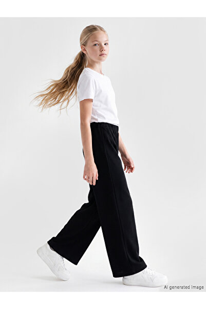 LC Waikiki Two Mt Shop Quality Lcw Kids Black Elastic Waist Pleated Girls' Sw...