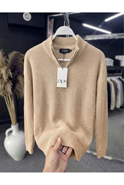 zs zaos fashion سترة تريكو أساسية للرجال بأكمام طويلة وياقة سميكة للشتاء