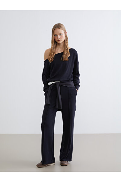 LC Waikiki Xside Black Elastic Waist Wide Leg Women's Sweatpants
