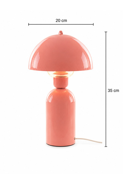 EvLight Elit Abajur Pembe Metal Gövdeli 35 cm Premium Masa Lambası