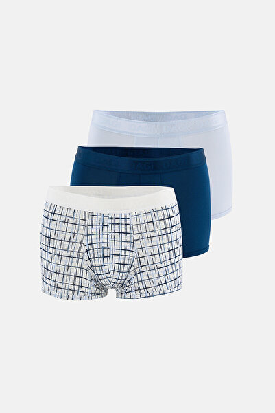 Dagi Light Blue-Blue 3-Piece Patterned Micro Modal Boxer